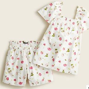 J Crew Smocked cotton poplin pajama short set in rosebud floral